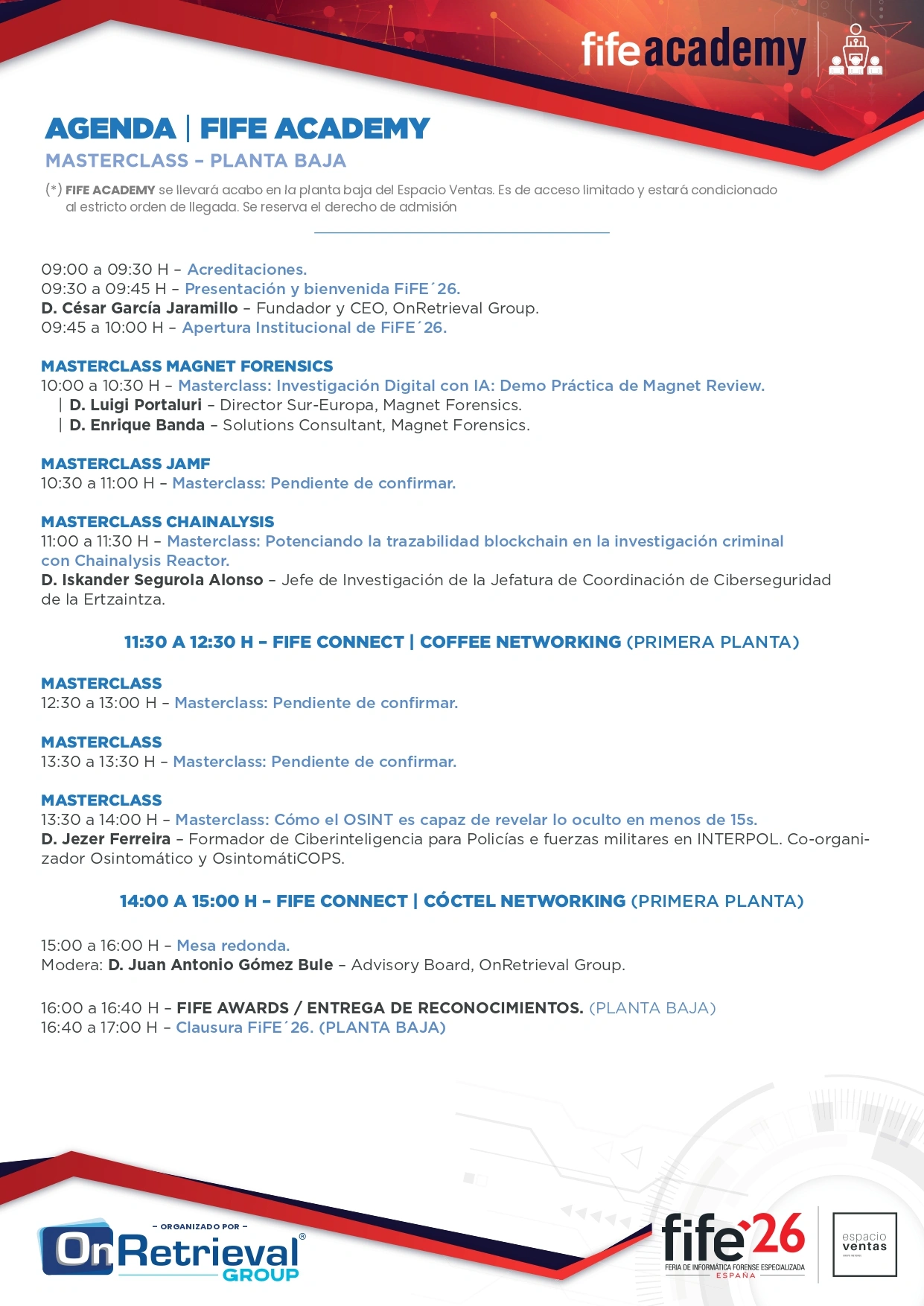 1.AGENDA FiFE26 ESPAÑA Masterclass Planta Baja 1.AGENDA FiFE26 ESPAÑA Masterclass Planta Baja